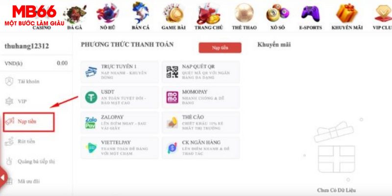 Nạp Tiền MB66 Đơn Giản Linh Hoạt Bằng Nhiều Phương Thức - FAKUCI.GAMES